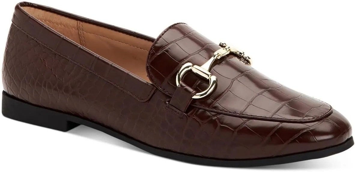 Alfani Womens Gayyle Chain Dress Loafers Brown 6.5 Medium (B,M)