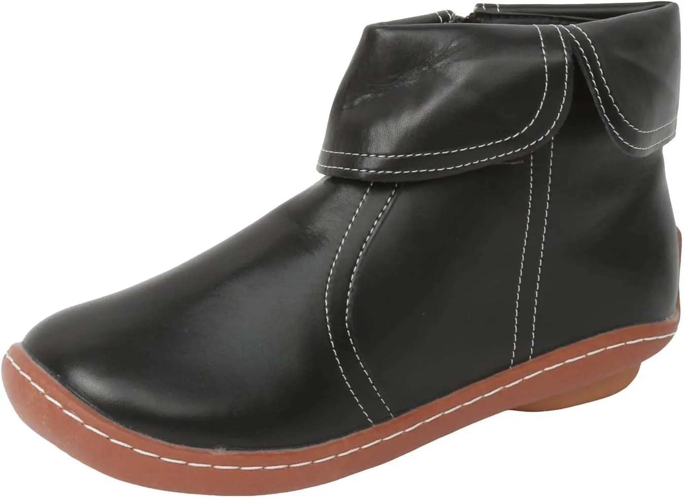 Ankle Boots for Women No Heel Side Zipper 2024 New Vintage Leather Dressy Arch Support Damping Leather Shoes Booties