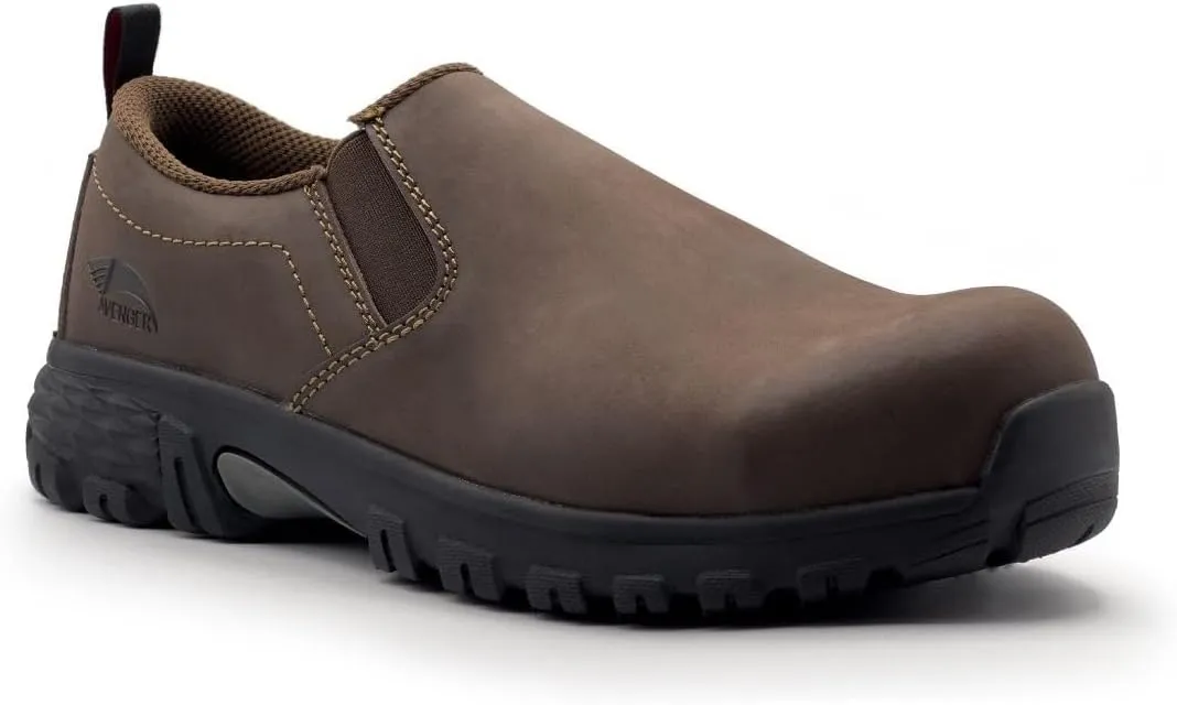 AVENGER FSI Footwear Specialties International Nautilus Women's Flight Slip-On Composite Toe ESD Work Shoe Brown - A7045 Brown Brown 9-W