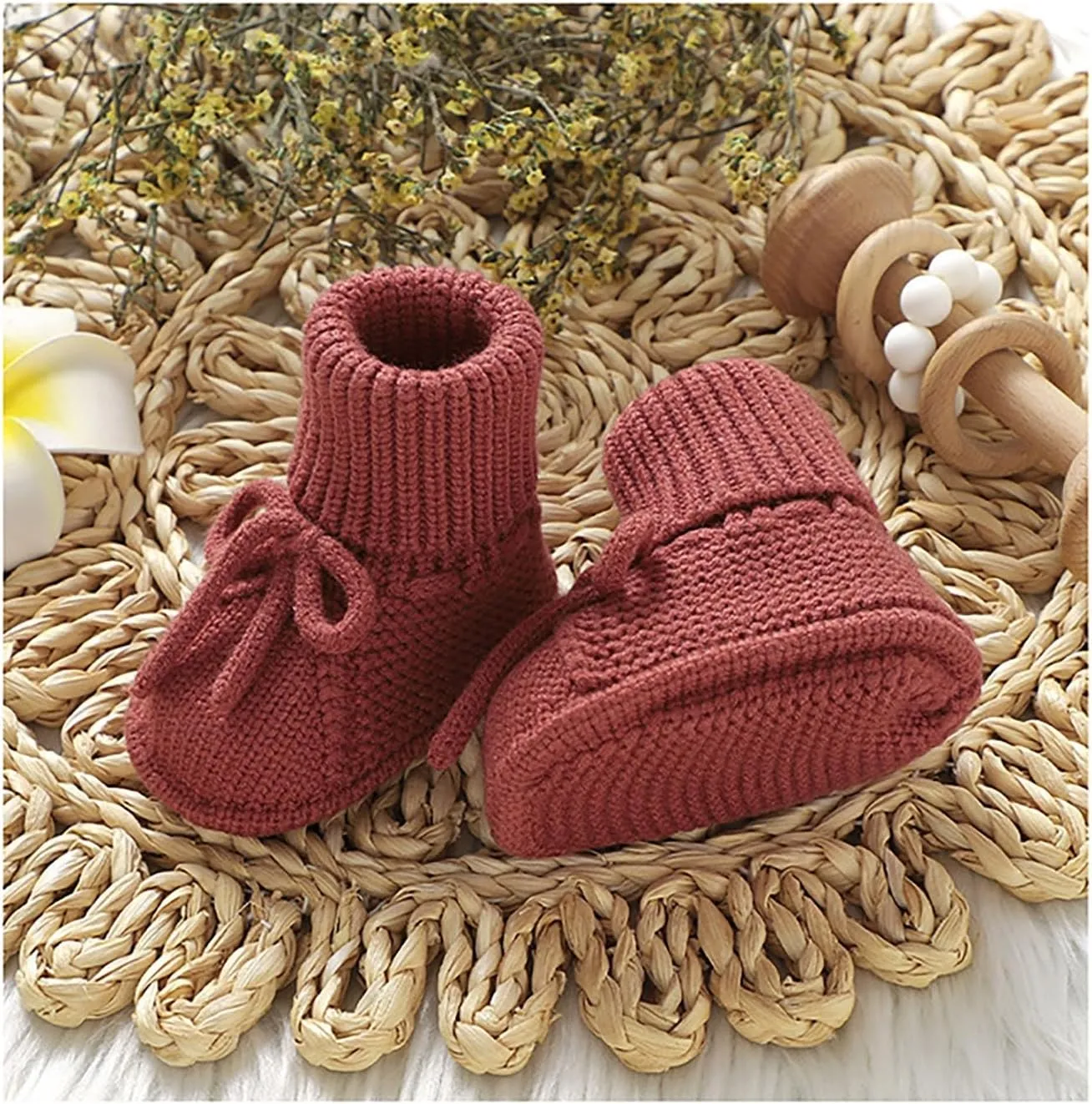 Baby Booties Newborn Sock Boots Hand Knitting Crochet Infant Boy Girl Cozy Shoes Indoor Breathable Walking Shoes