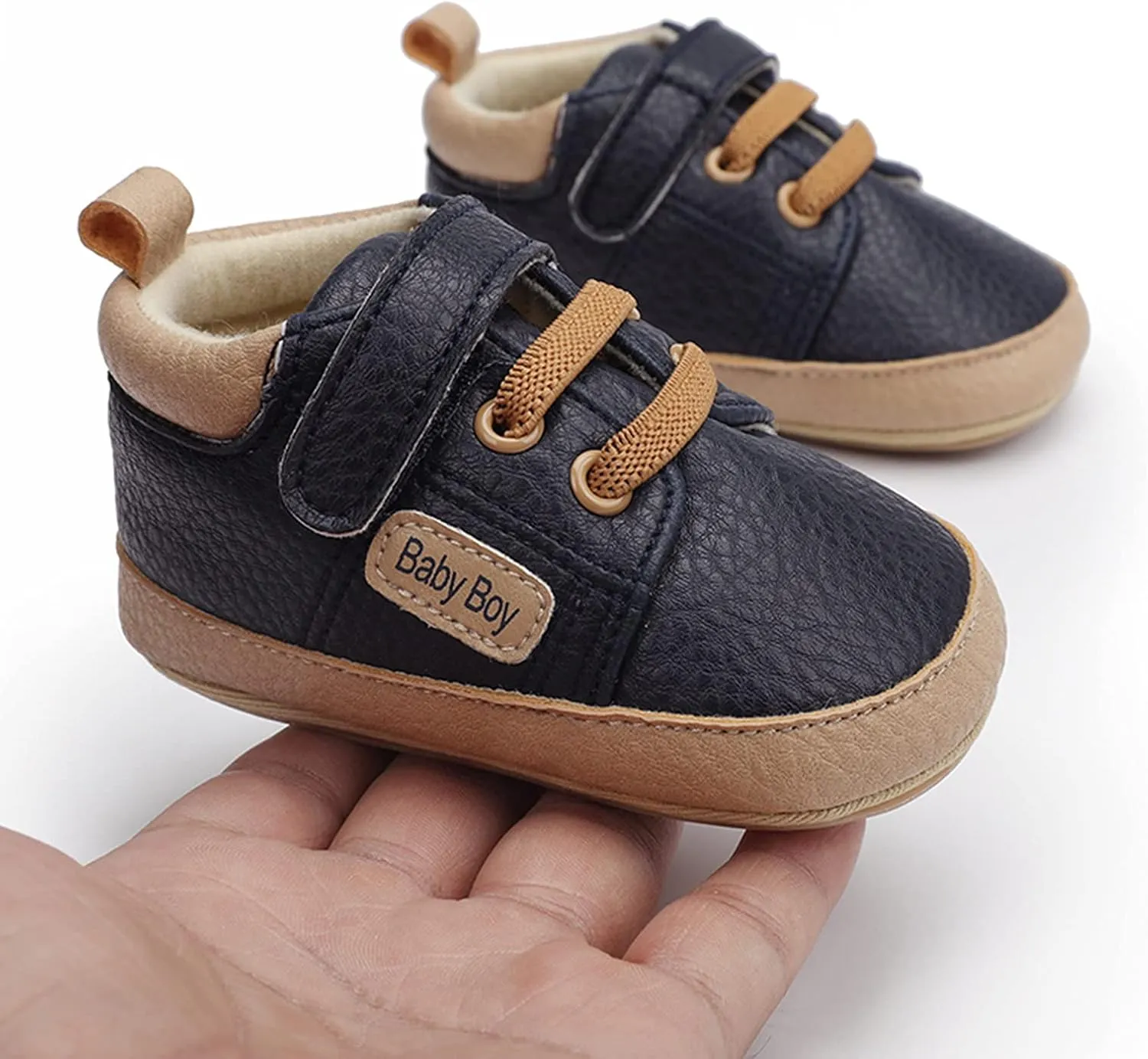 Baby Boys Girls Leather Sneakers 0-18 Months Old Unisex Infant Shoes Anti-Slip Soft Sole Shoes First Walkers