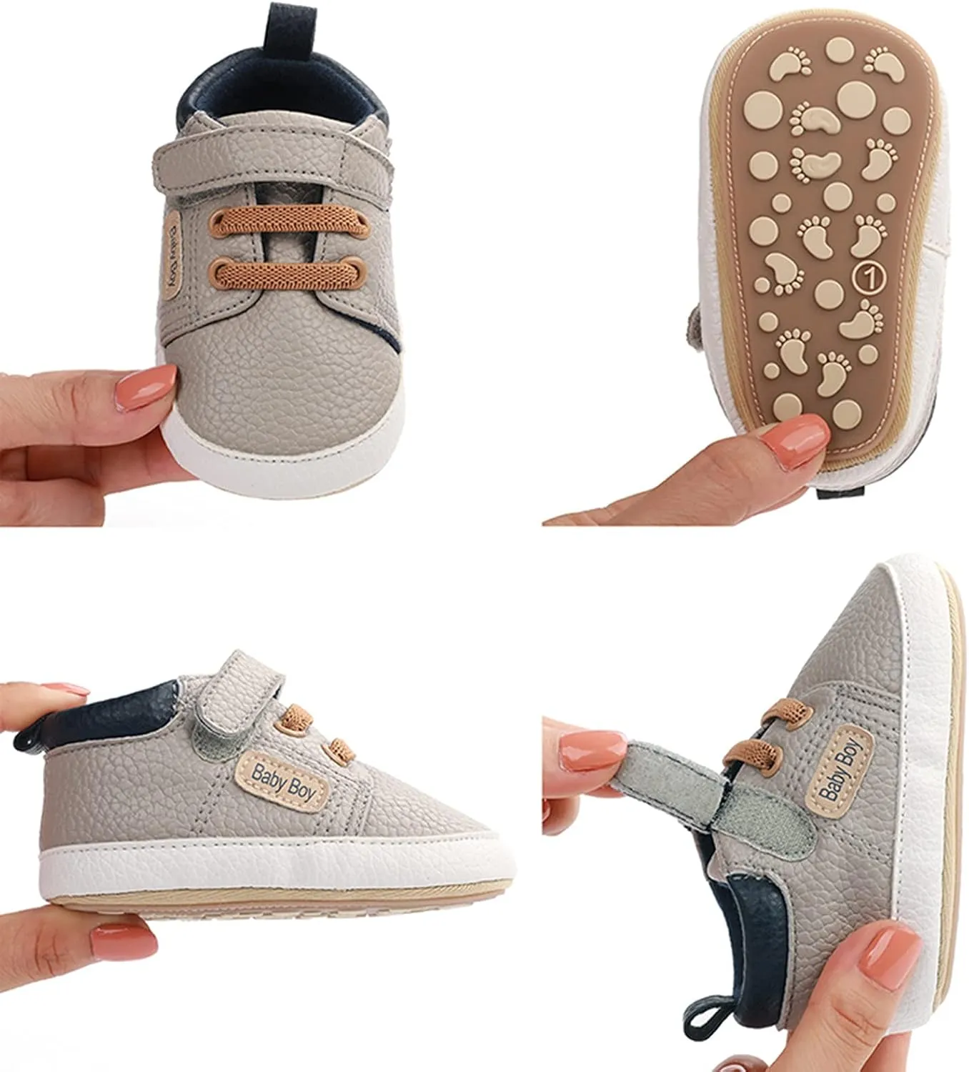 Baby Boys Girls Leather Sneakers 0-18 Months Old Unisex Infant Shoes Anti-Slip Soft Sole Shoes First Walkers