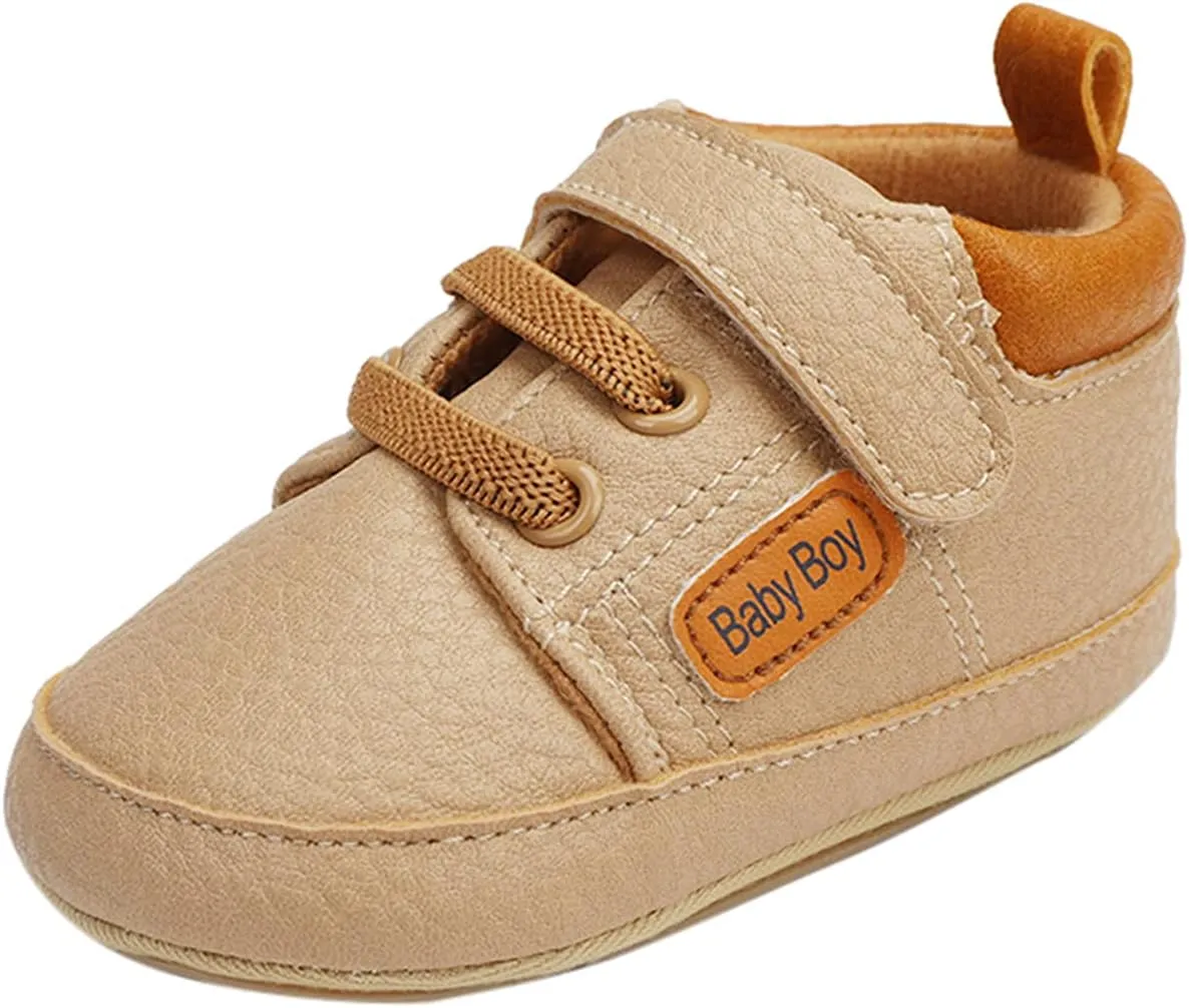 Baby Boys Girls Leather Sneakers 0-18 Months Old Unisex Infant Shoes Anti-Slip Soft Sole Shoes First Walkers