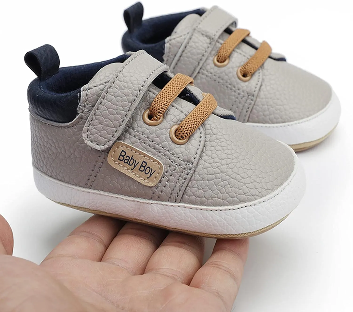 Baby Boys Girls Leather Sneakers 0-18 Months Old Unisex Infant Shoes Anti-Slip Soft Sole Shoes First Walkers