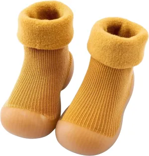 Baby Girl Shoes, 0-4 Years Kids Boys Girls Solid Warm Knit Soft Sole Rubber Sock Shoes Slipper Black Boots