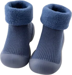 Baby Girl Shoes, 0-4 Years Kids Boys Girls Solid Warm Knit Soft Sole Rubber Sock Shoes Slipper Black Boots