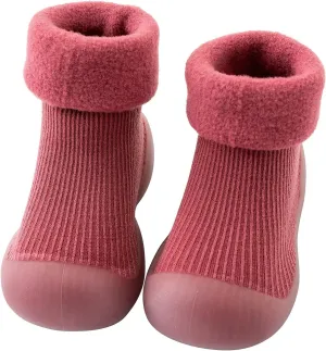 Baby Girl Shoes, 0-4 Years Kids Boys Girls Solid Warm Knit Soft Sole Rubber Sock Shoes Slipper Black Boots