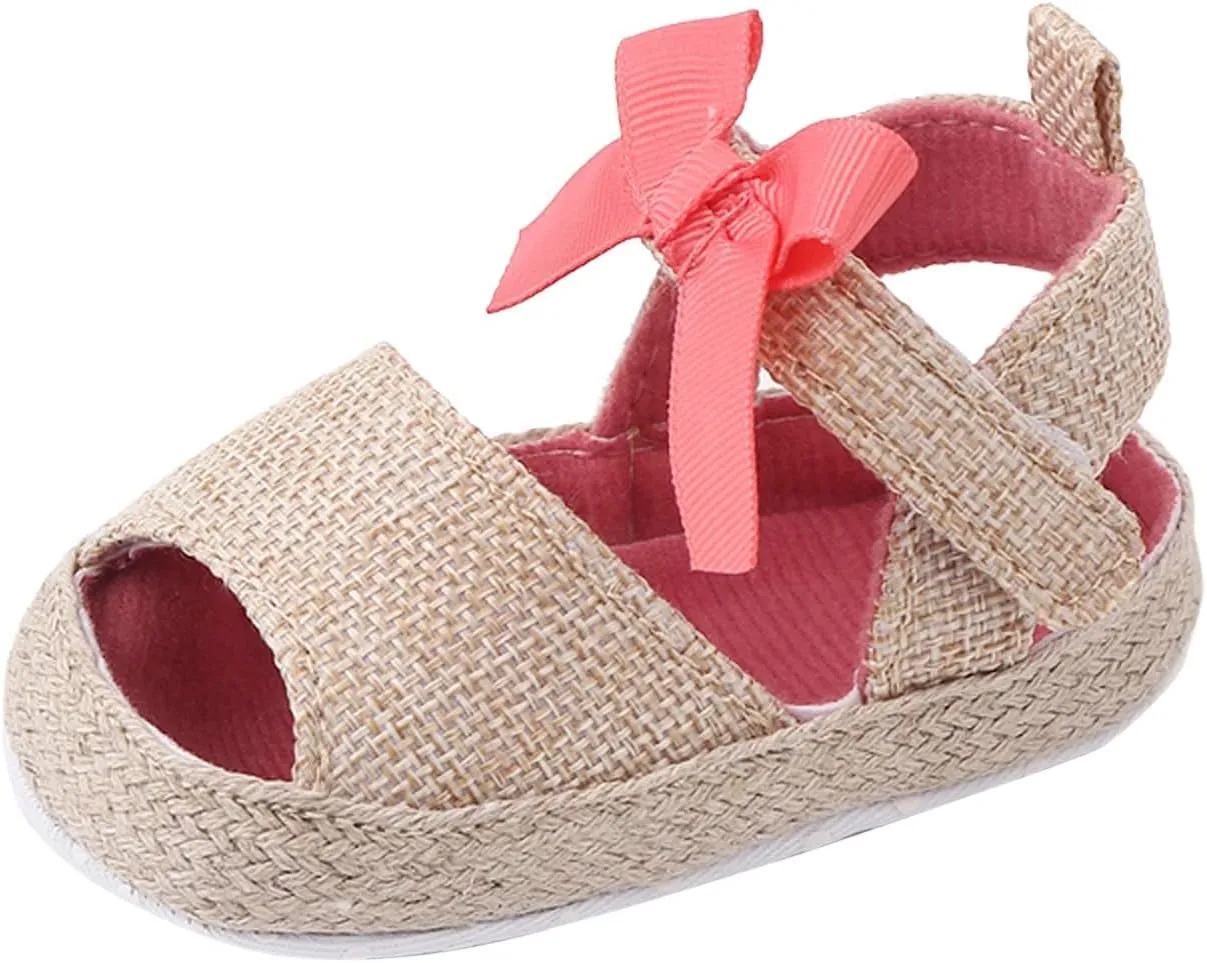 Baby Girls Shoes Infant Toddler Shoes Soft Sole Fashion Bowknot Hook Loop Casual Shoes Baby Walking Slip on Water Shoe