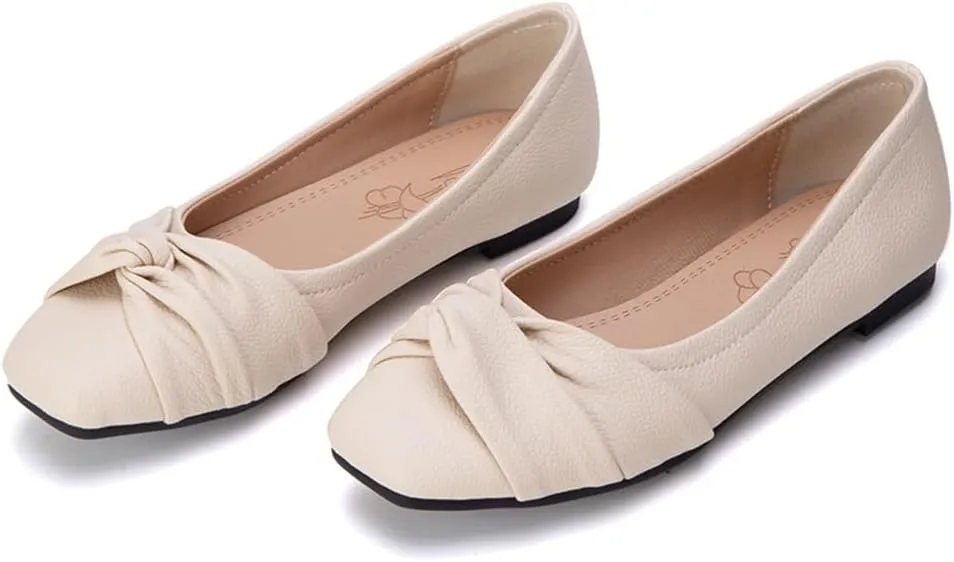 Ballet Flats for Womens Girls Square Toe Soft Comfortable Slip On Ballerina Walking Loafers Dress Shoes