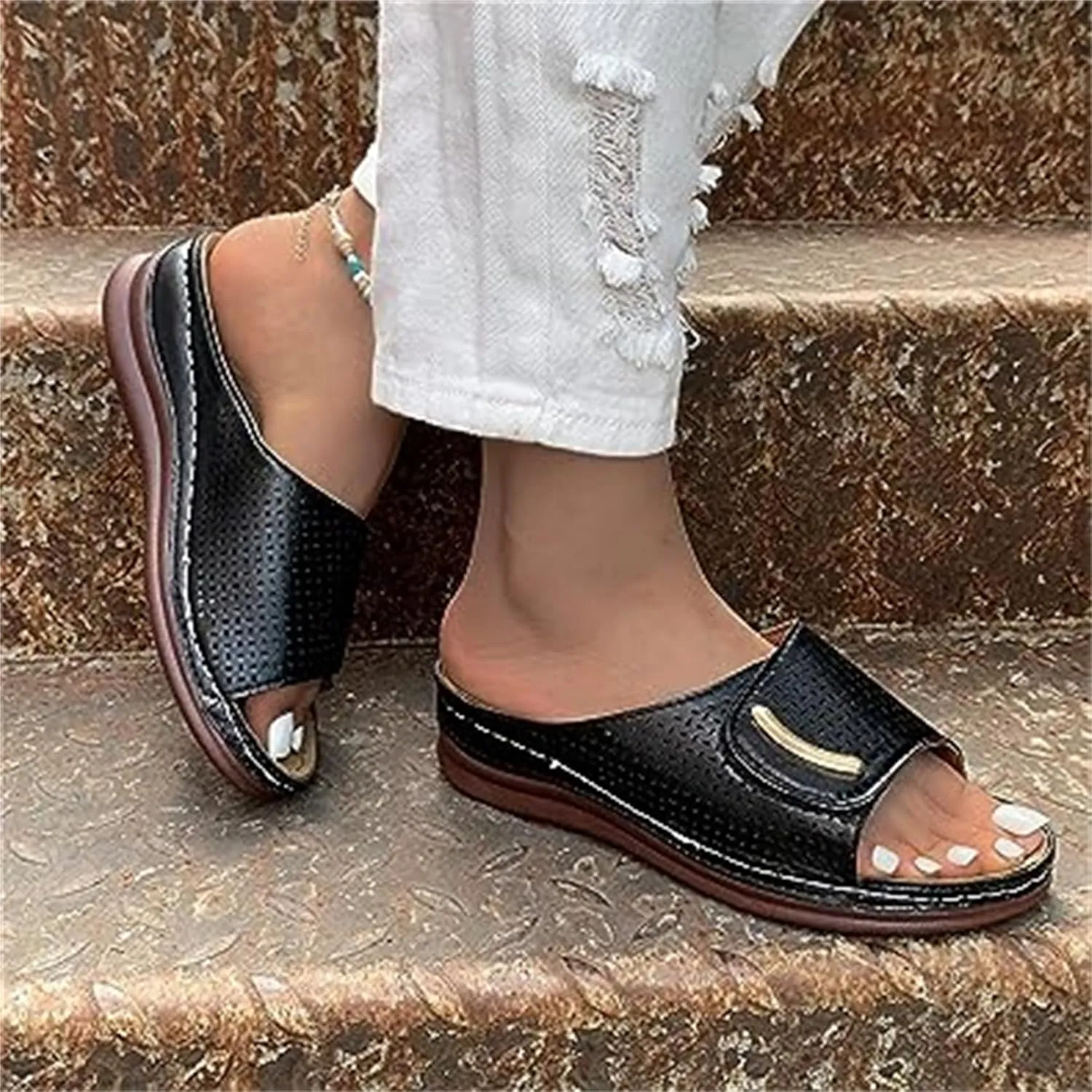 BBPM Sandals for Women Casual Summer Peep Toe Hollow Out Orthopedic Slippers Summer Peep Toe Sandals for Women Casual Open Toe Arch Support Shoes