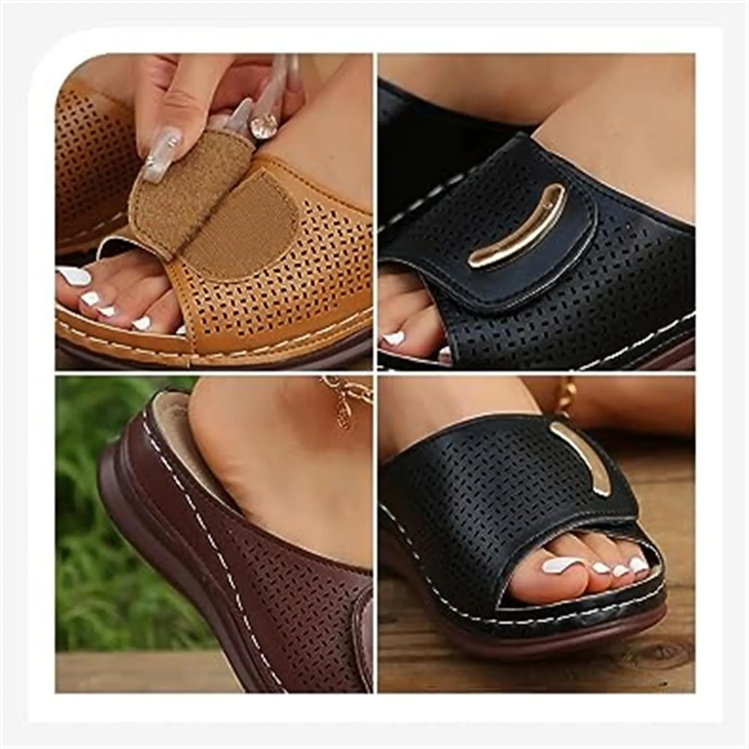 BBPM Sandals for Women Casual Summer Peep Toe Hollow Out Orthopedic Slippers Summer Peep Toe Sandals for Women Casual Open Toe Arch Support Shoes