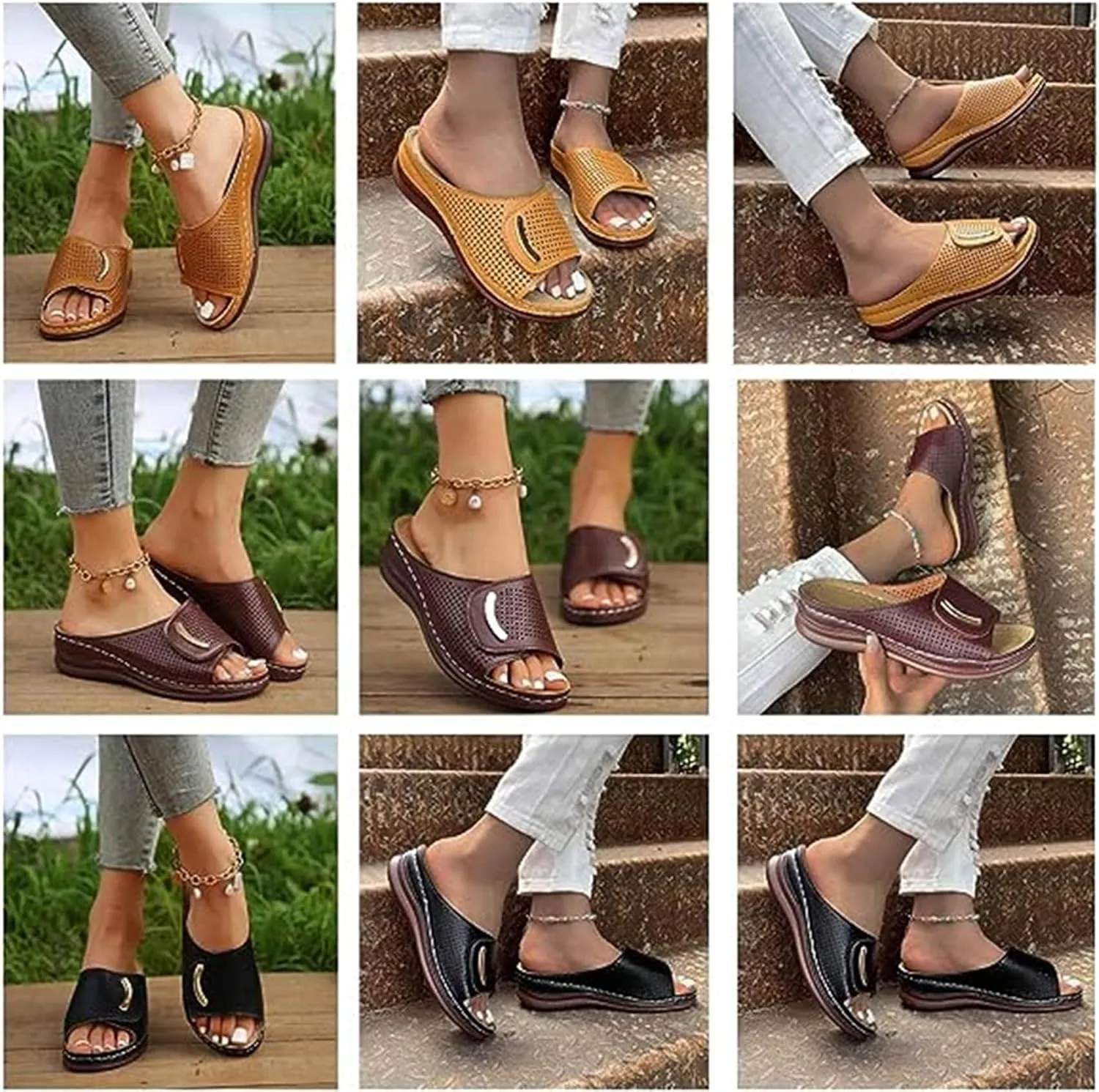 BBPM Sandals for Women Casual Summer Peep Toe Hollow Out Orthopedic Slippers Summer Peep Toe Sandals for Women Casual Open Toe Arch Support Shoes