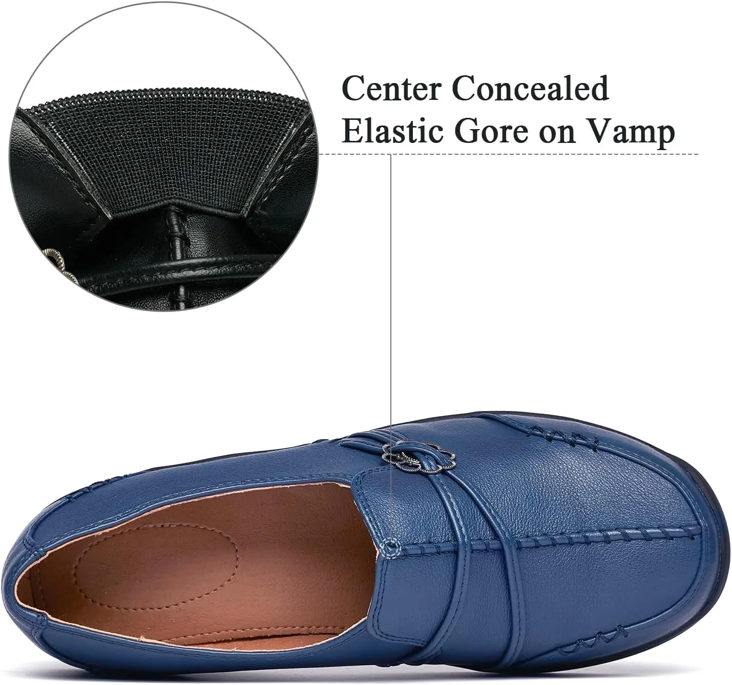 BGSTGUDS Women's Wide Loafers Shoes Wide Toe Box Dress Shoes Trendy Slip on Casual Penny Loafers