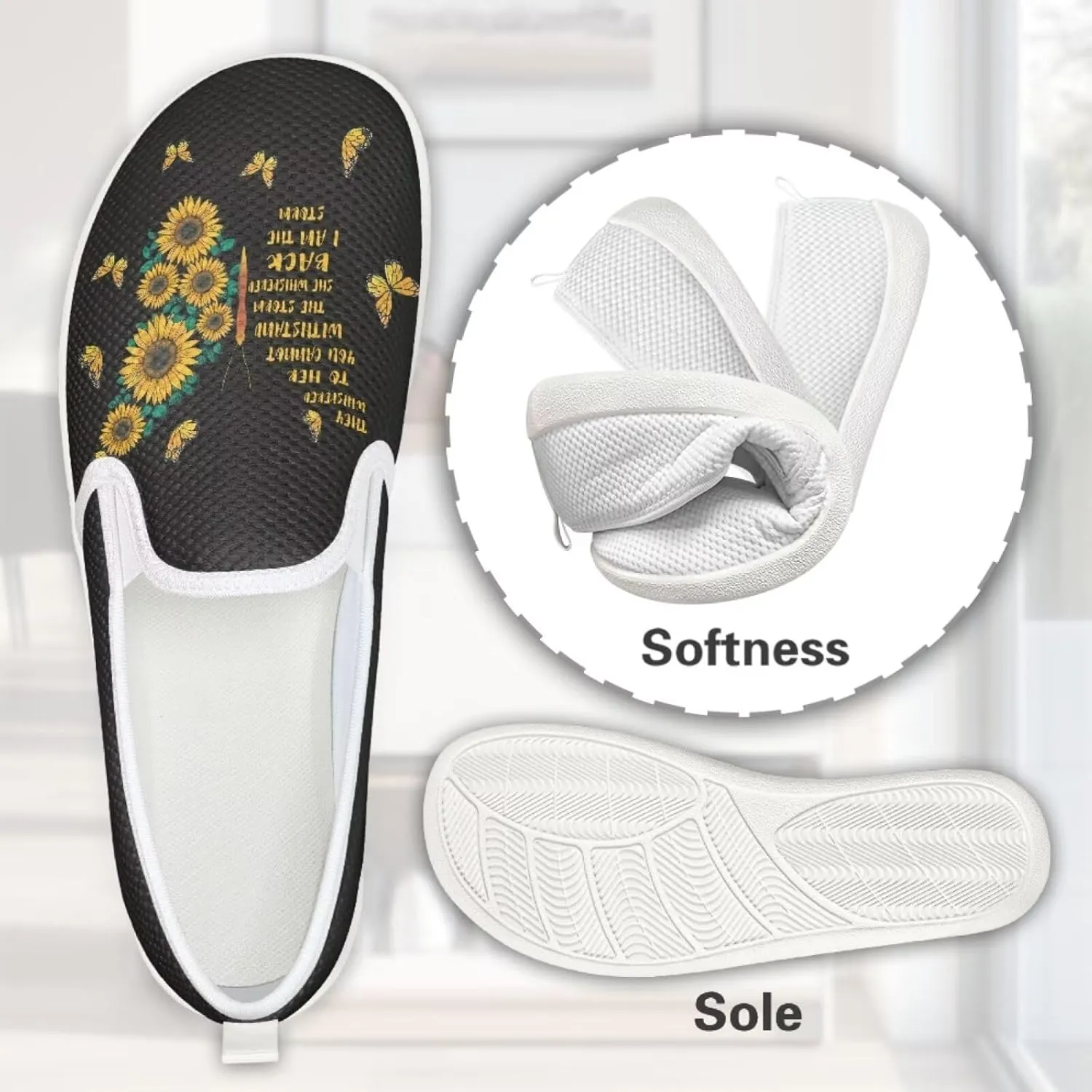 Binienty Low Cut Slip Ons Women's Fashion Sneakers Casual Travel Gym Sneakers Anti Slip Driving Flat Loafers