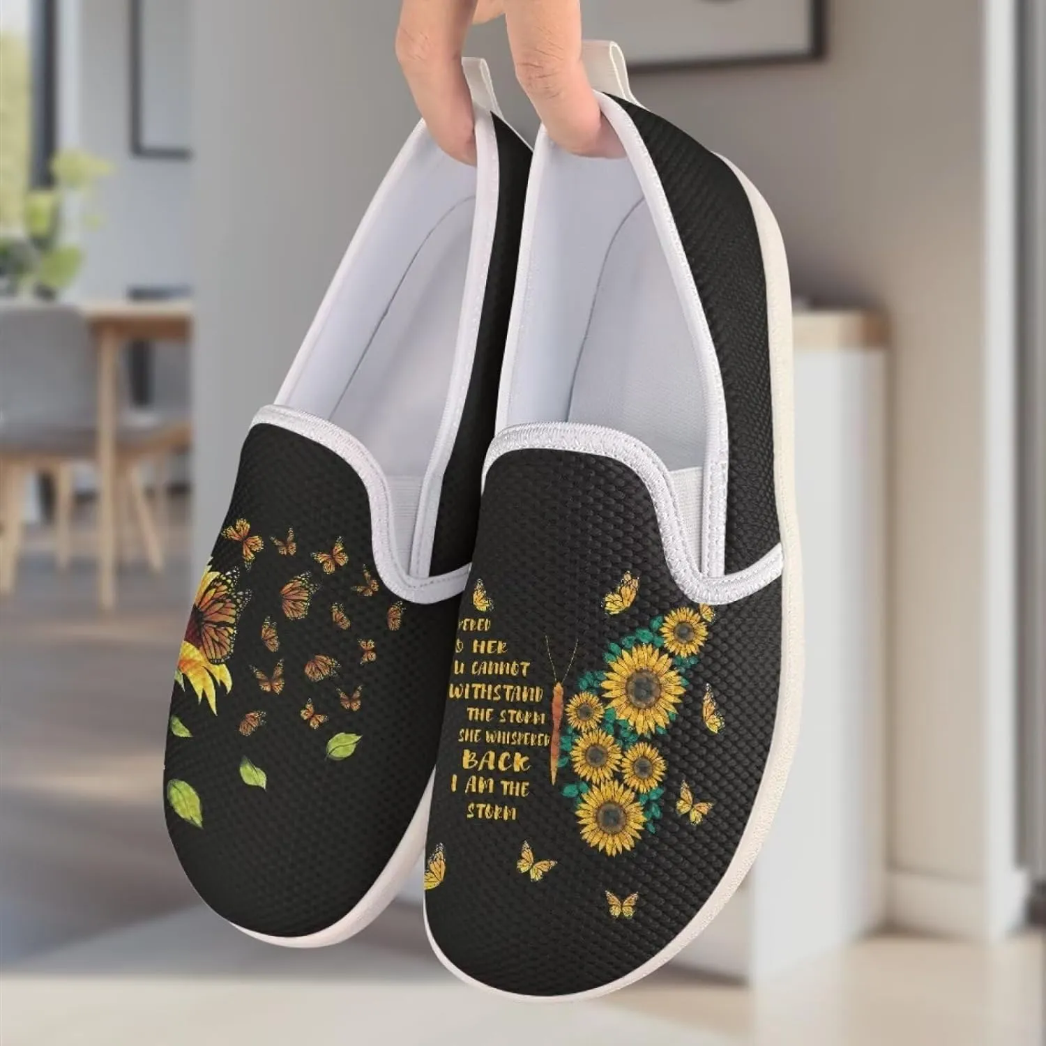 Binienty Low Cut Slip Ons Women's Fashion Sneakers Casual Travel Gym Sneakers Anti Slip Driving Flat Loafers