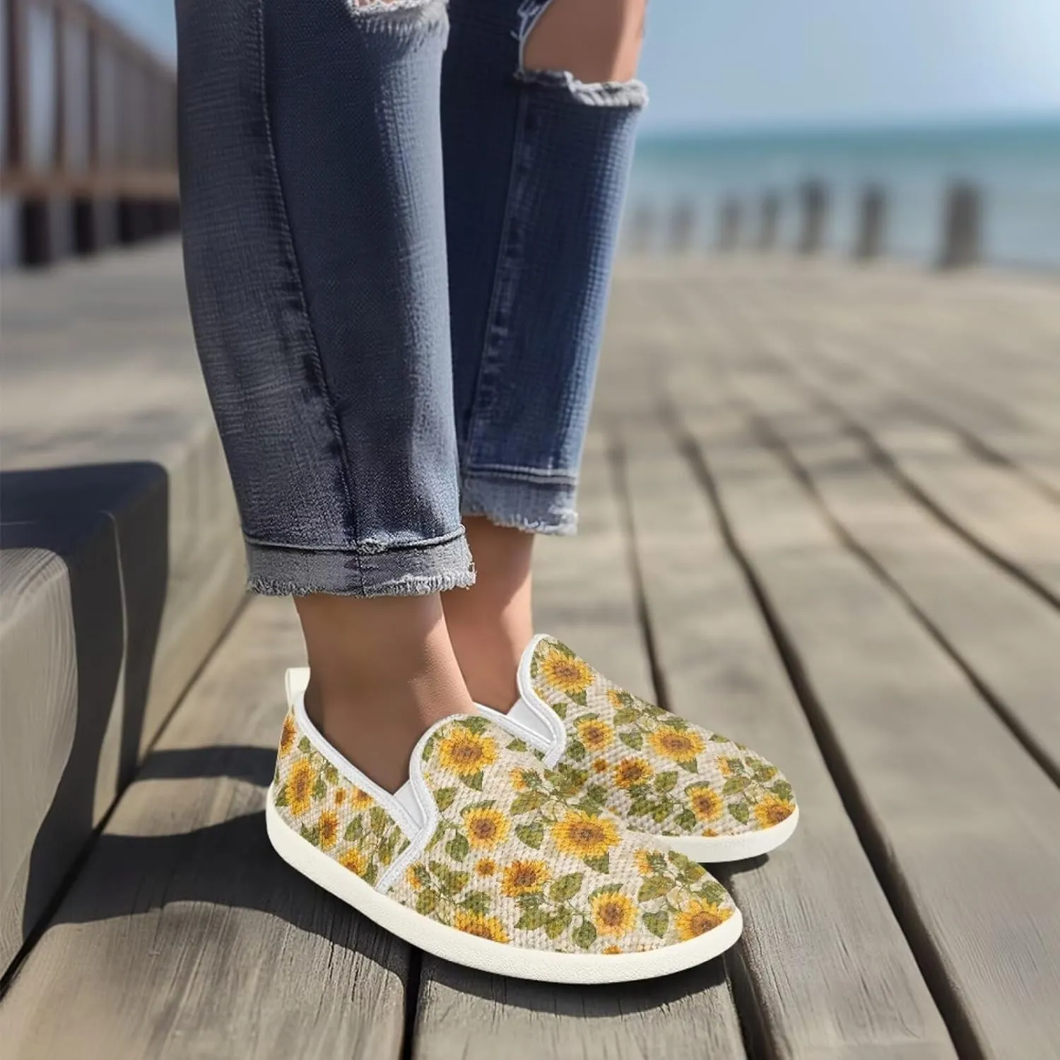 Binienty Low Cut Slip Ons Women's Fashion Sneakers Casual Travel Gym Sneakers Anti Slip Driving Flat Loafers