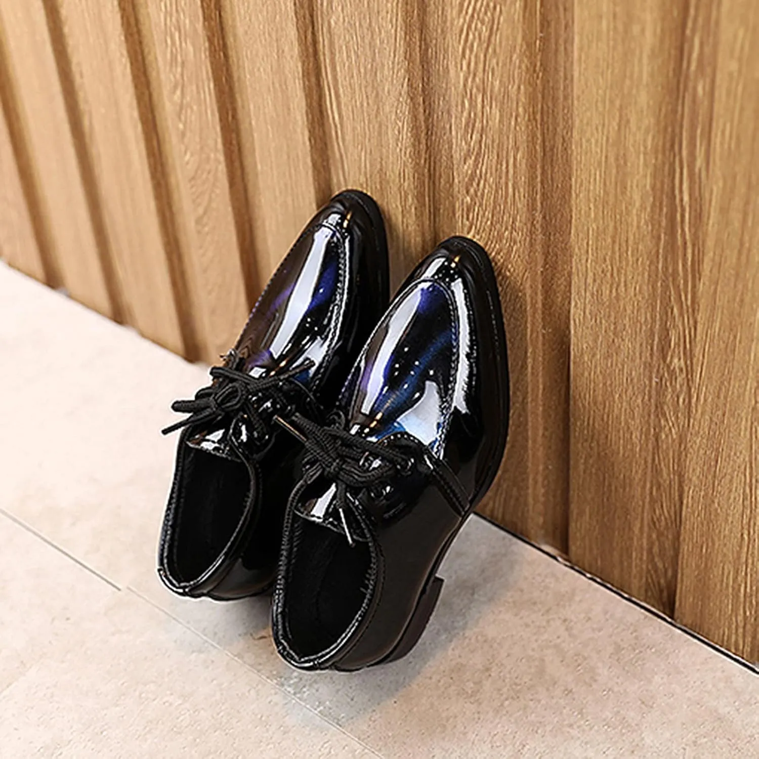 Boys Kid Dress Shoe Oxford Lace Up Loafer Tuxedo Shoes for Prom Uniform Wedding Formal Events Dance Party Performance