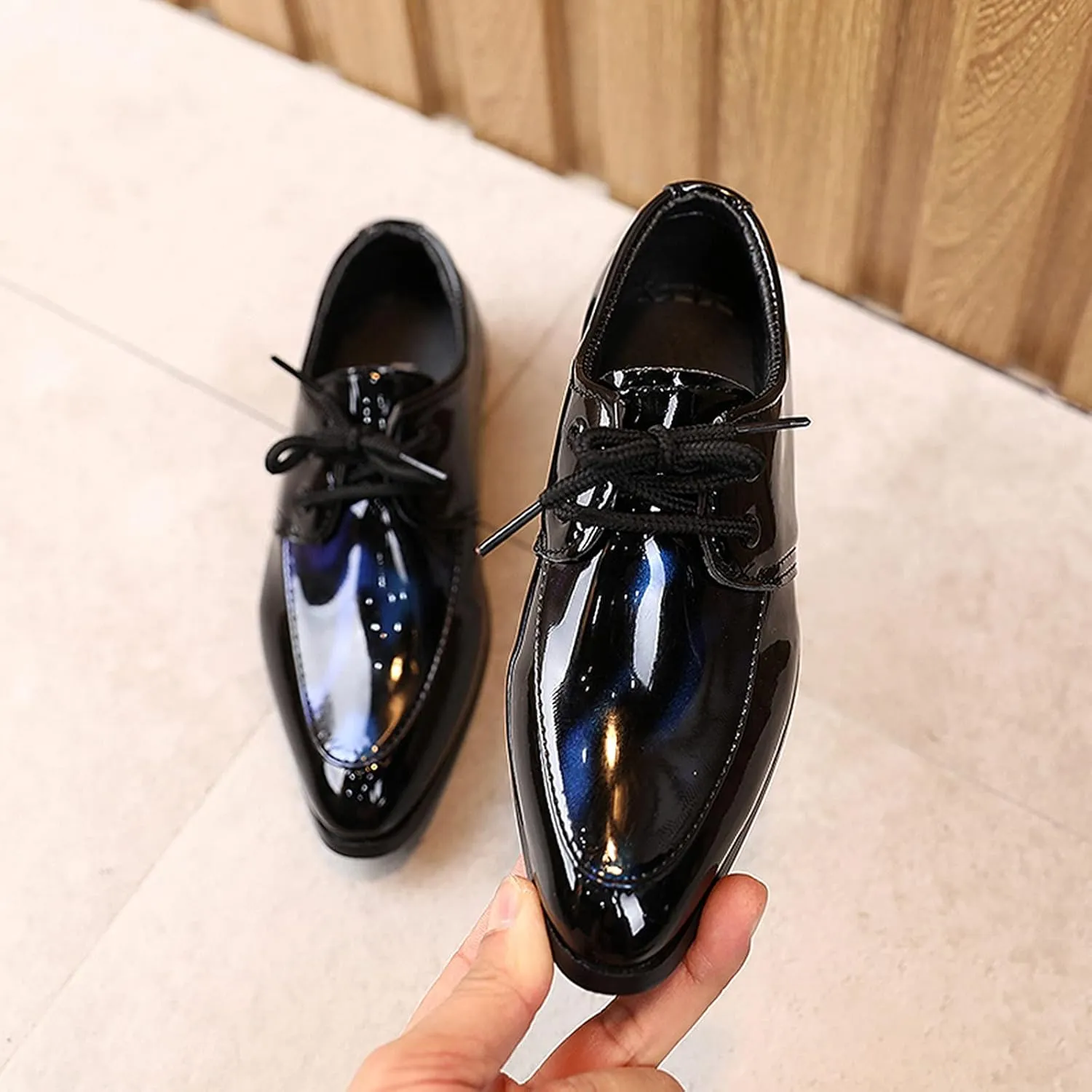 Boys Kid Dress Shoe Oxford Lace Up Loafer Tuxedo Shoes for Prom Uniform Wedding Formal Events Dance Party Performance