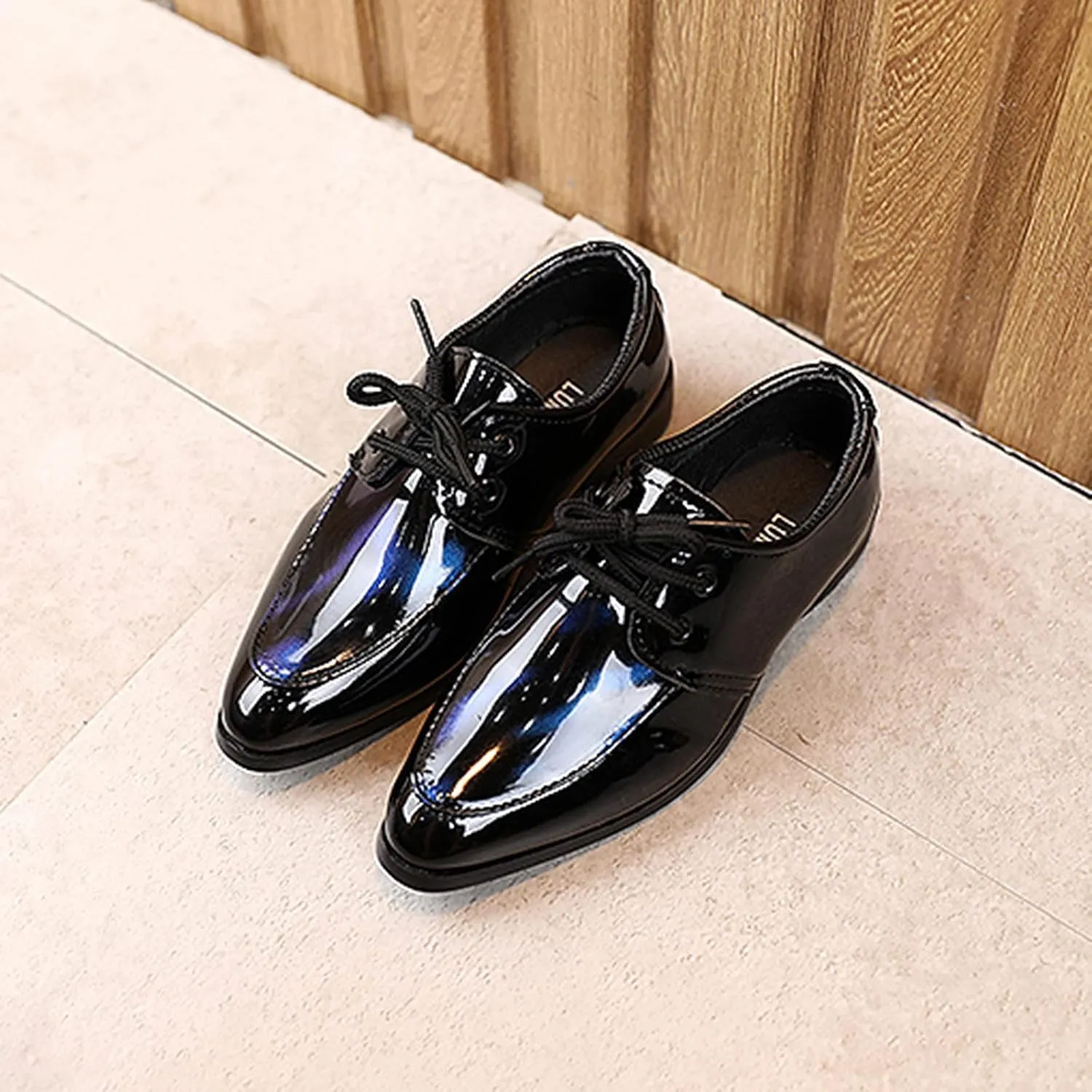 Boys Kid Dress Shoe Oxford Lace Up Loafer Tuxedo Shoes for Prom Uniform Wedding Formal Events Dance Party Performance