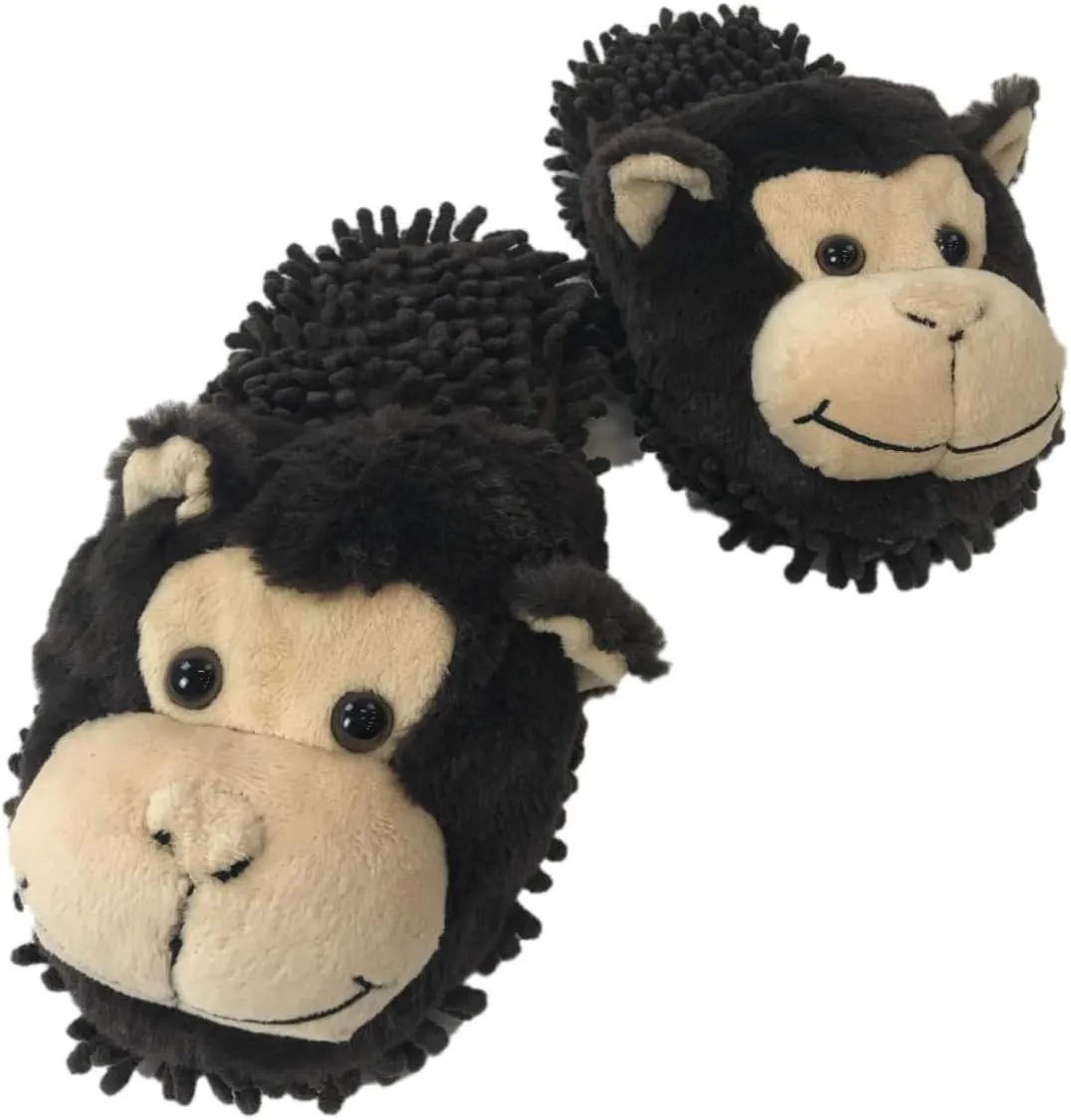 Boys Lumpy Brown Monkey Slippers Plush Critter Animal House Shoes Scuffs