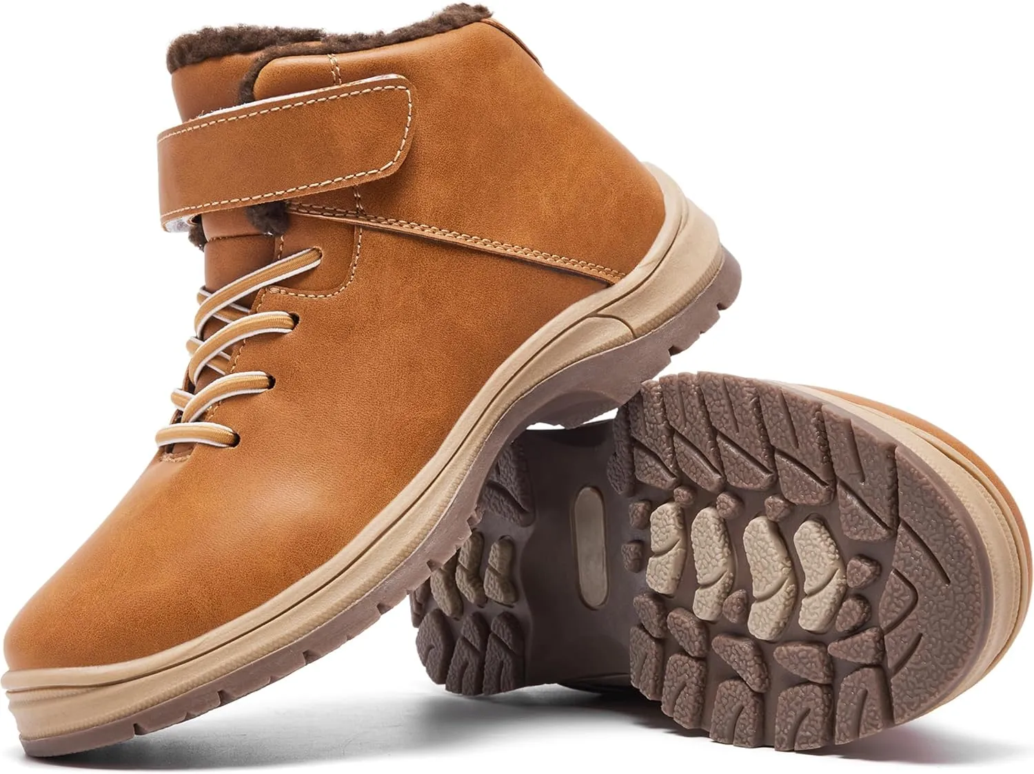 Boys Snow Boots Warm Fur Lined Non Slip Winter Shoes Lightweight Water Resistant Hiking Boot