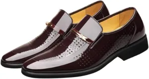 Breathable Hollow Pointed Toe Formal Shoes Business Wedding Work Oxford Formal Shoes Men's Classic Lace Up Oxfords Dress Shoes Patent Leather Tuxedo