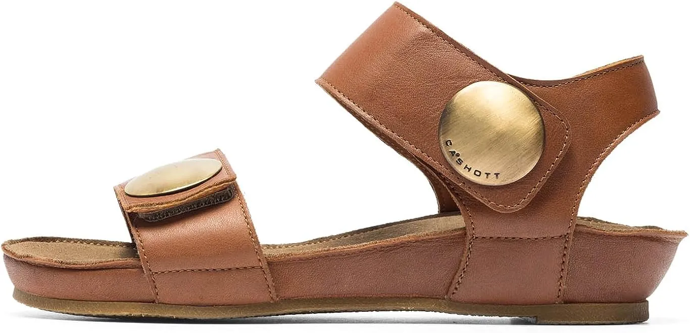 CA'SHOTT A/S Women's Ankle Strap Flat Sandal, Brown, 9