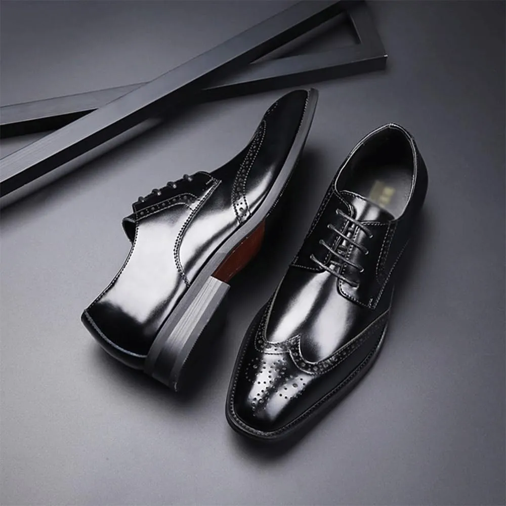 Casual Office Shoes for Men Formal Shoes Men Leather Dress Shoes Wedding Business Oxfords Breathable Working Tuxedo Lace Up Wedding Formal Shoes