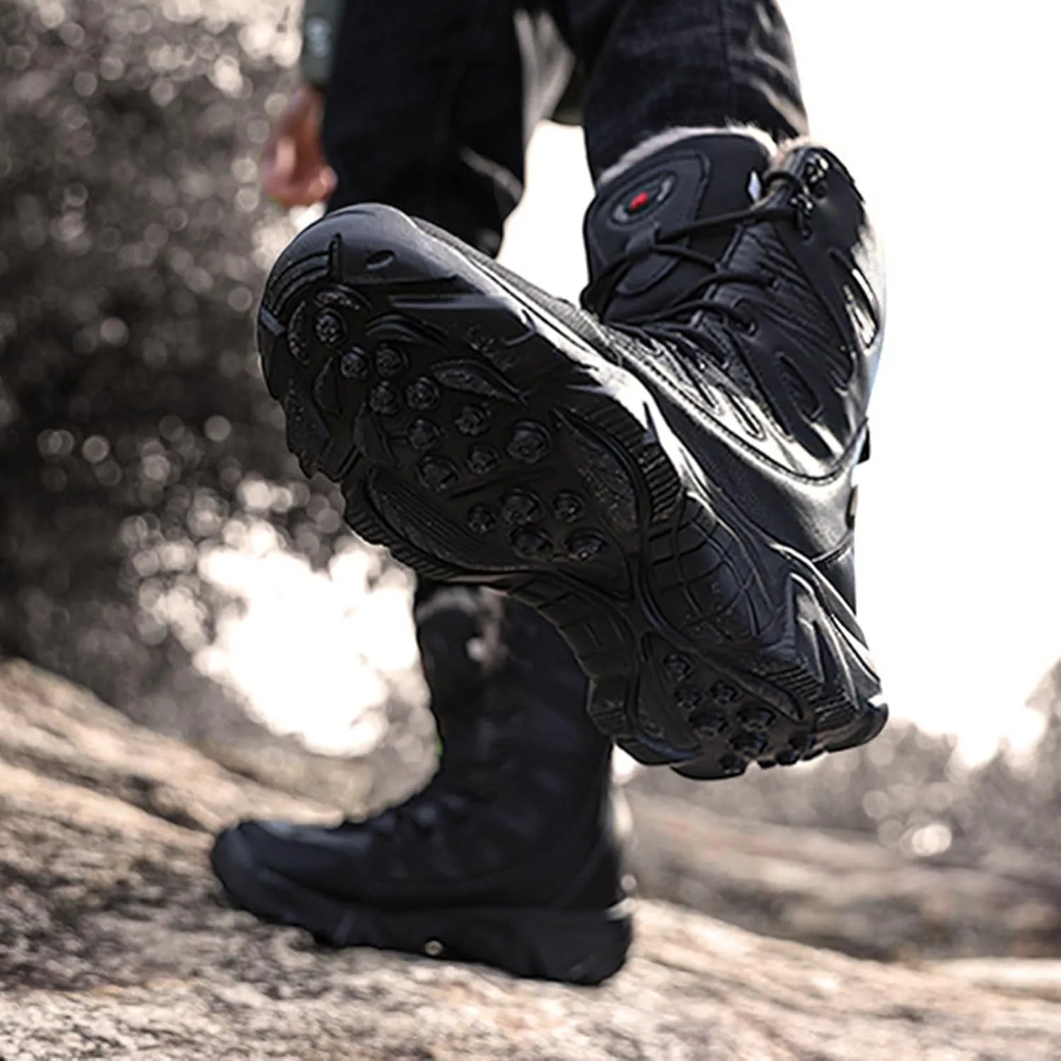Casual Snow Boots for Men,High-Top Lightweight Camping Walking Winter Boots Men,Comfortable Durable Cold-Weather Warm Fur Lined Boots,Anti-Slip