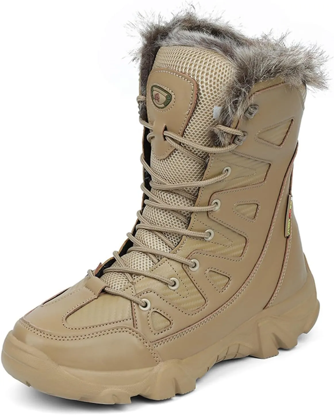 Casual Snow Boots for Men,High-Top Lightweight Camping Walking Winter Boots Men,Comfortable Durable Cold-Weather Warm Fur Lined Boots,Anti-Slip
