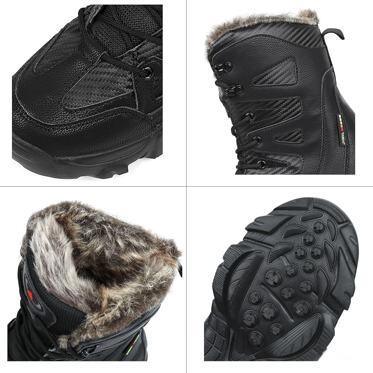 Casual Snow Boots for Men,High-Top Lightweight Camping Walking Winter Boots Men,Comfortable Durable Cold-Weather Warm Fur Lined Boots,Anti-Slip