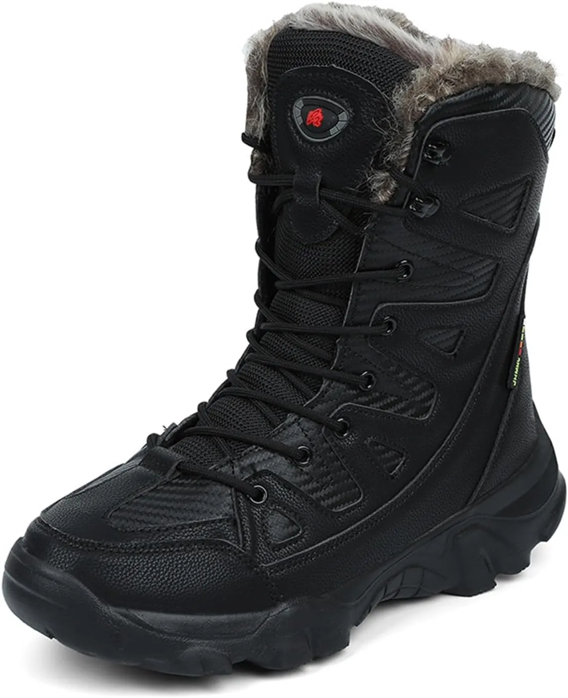 Casual Snow Boots for Men,High-Top Lightweight Camping Walking Winter Boots Men,Comfortable Durable Cold-Weather Warm Fur Lined Boots,Anti-Slip