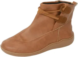Cathalem Ankle Booties for Women, Premium Orthopedic Ankle Boots Arch Support Leather Comfortable Side Zip Wedge Booties