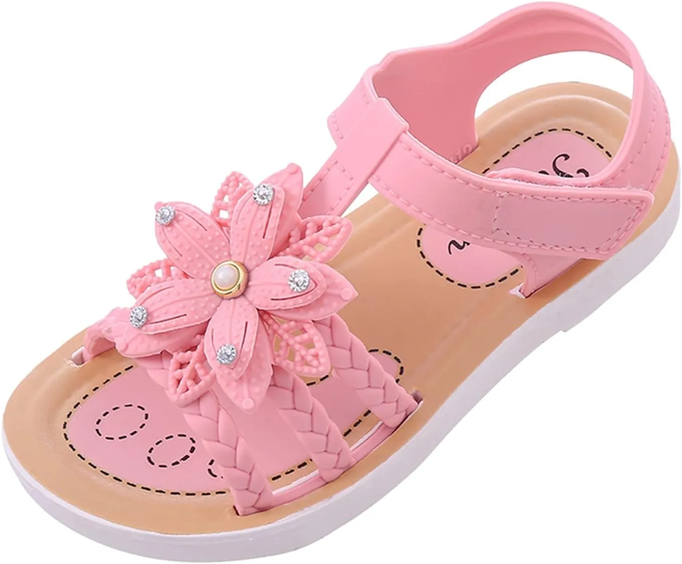 Children Sandals Soft Flat Shoes Fashion Comfortable Bow Soft Bottom Waterproof (Pink, 6-7 Years Little Child)
