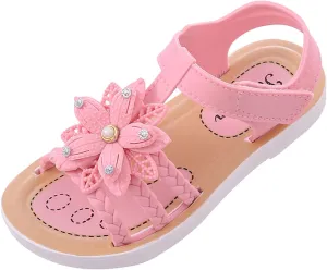 Children Sandals Soft Flat Shoes Fashion Comfortable Bow Soft Bottom Waterproof (Pink, 6-7 Years Little Child)