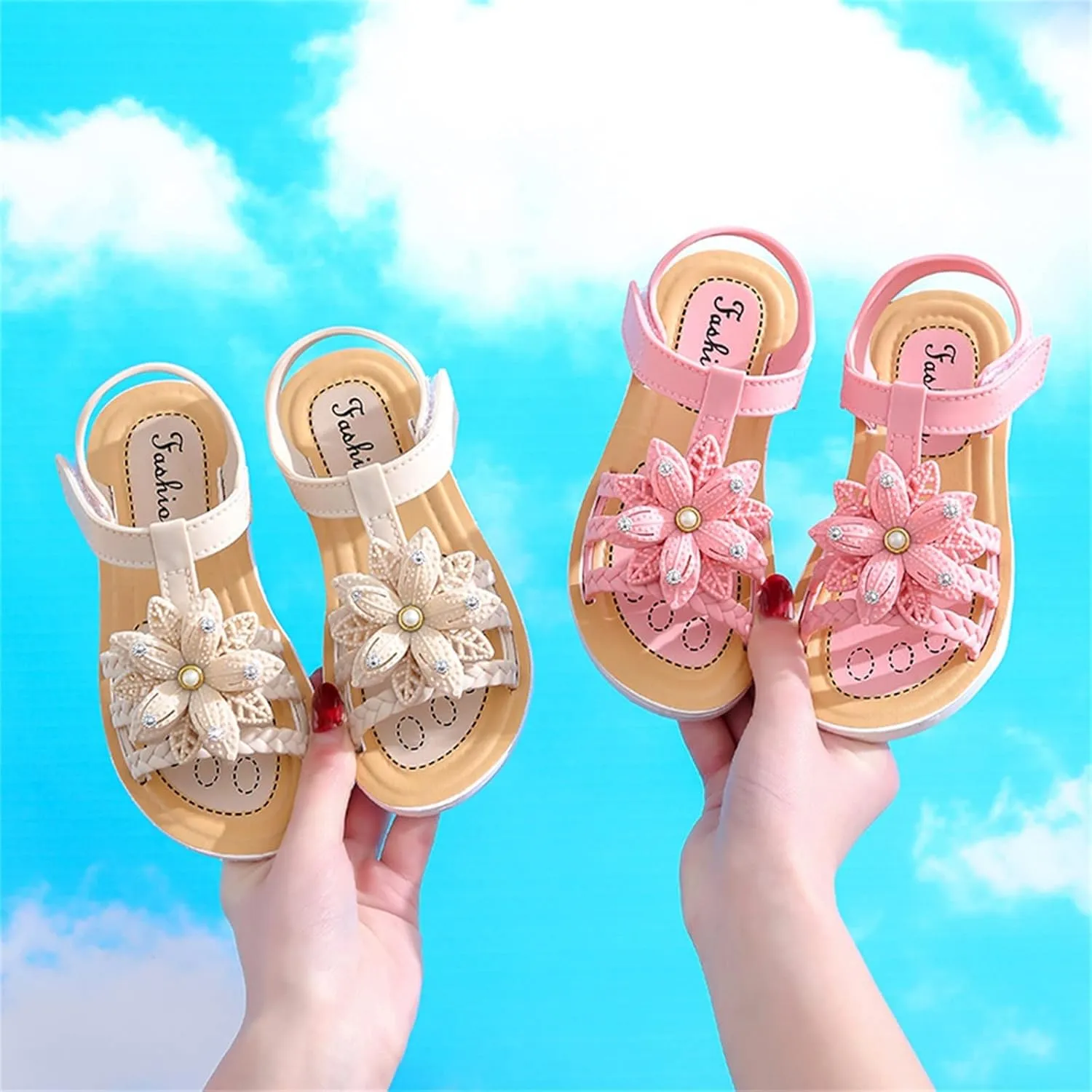 Children Sandals Soft Flat Shoes Fashion Comfortable Bow Soft Bottom Waterproof (Pink, 6-7 Years Little Child)