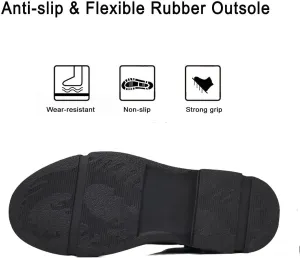 CROSSBABY Mens Comfortable Fashion Non Slip Sole Warm Fur Lined Snow Boots,British Style Lace Up Soft Quilted Buckle Hiking Boots