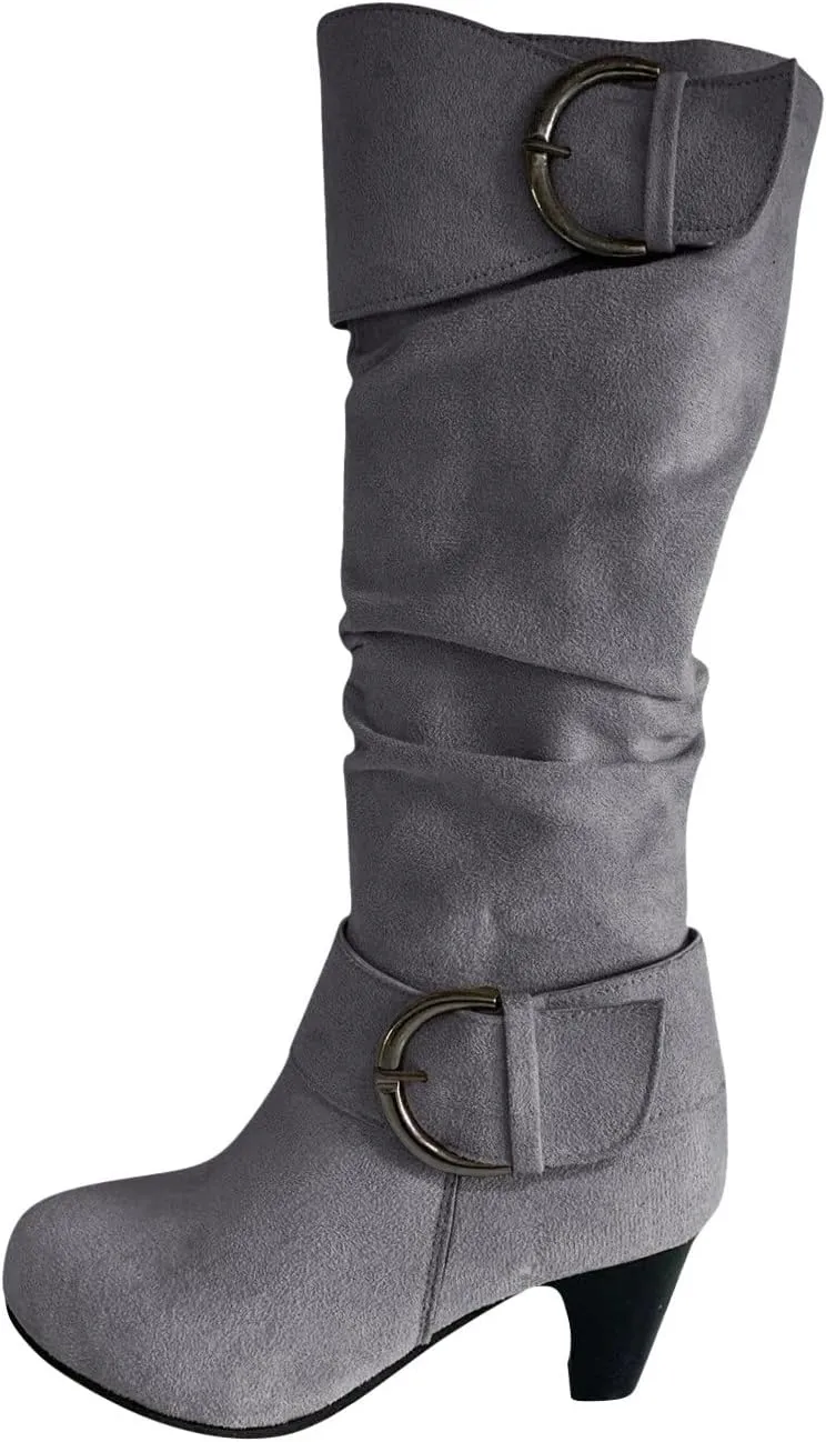 Ctreela Slouchy Women Biker Boots Knee High Motorcycle Fashion Western Boots Combat Riding Military Boots Wide Calf Booties
