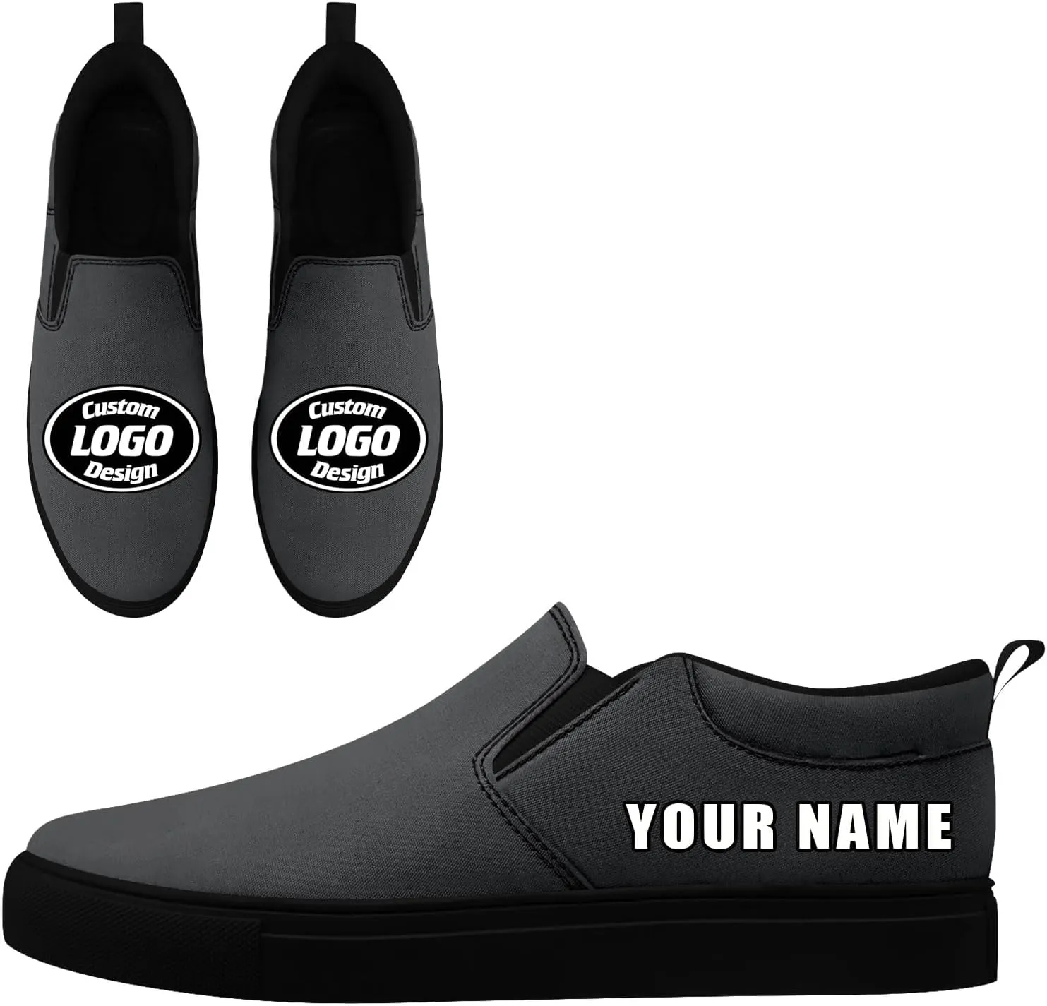 Custom Solid Color Canvas Slip-On Shoes Personalized Print Your Logo Name Lightweight Breathable Easy Wear Sneaker