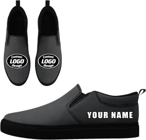 Custom Solid Color Canvas Slip-On Shoes Personalized Print Your Logo Name Lightweight Breathable Easy Wear Sneaker