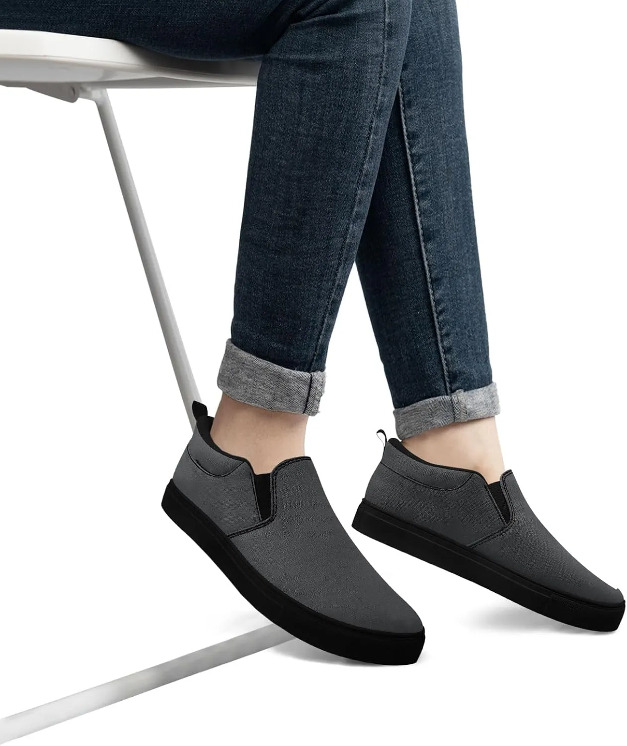 Custom Solid Color Canvas Slip-On Shoes Personalized Print Your Logo Name Lightweight Breathable Easy Wear Sneaker