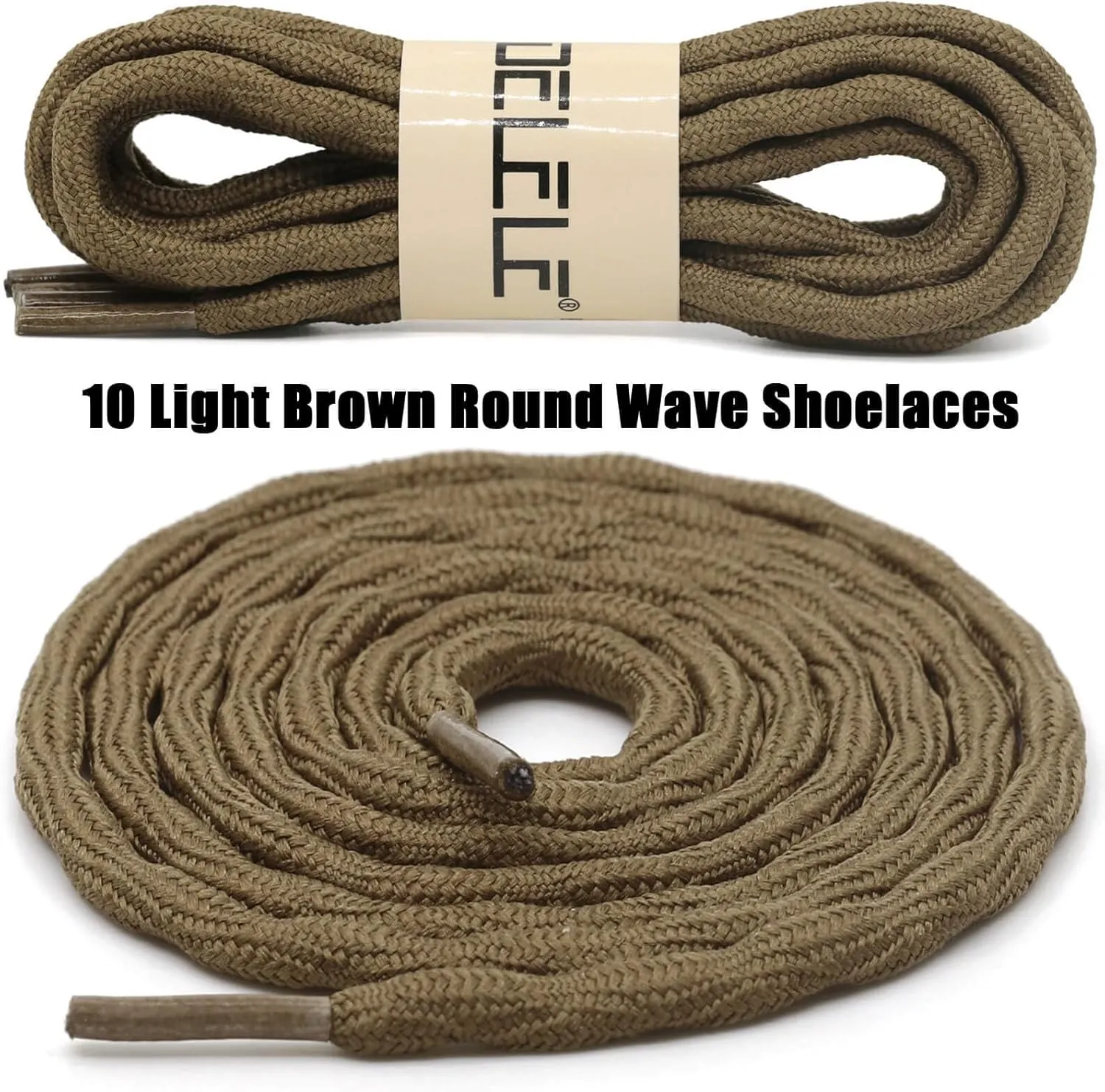 DELELE 2 Pair Round Wave Shape Non Slip Heavy Duty and Durable Outdoor Climbing Shoelaces Hiking Shoe Laces Shoestrings