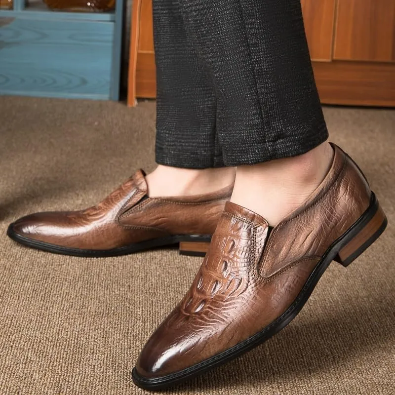 Dress Oxford for Men Waterproof Leather Working Slip-on Breathable Business Working Office Low Top Shoe
