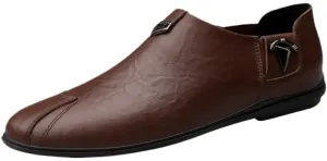 Dress Oxford Formal Shoes for Mens French Leather Outdoor Slip-on Breathable Non Slip Casual Loafers