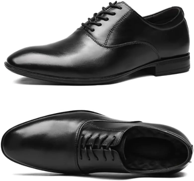 Elegant Solid Casual Leather Shoes Men's Comfort Driving Flats Classic Business Lace-up Dress Oxford Shoes