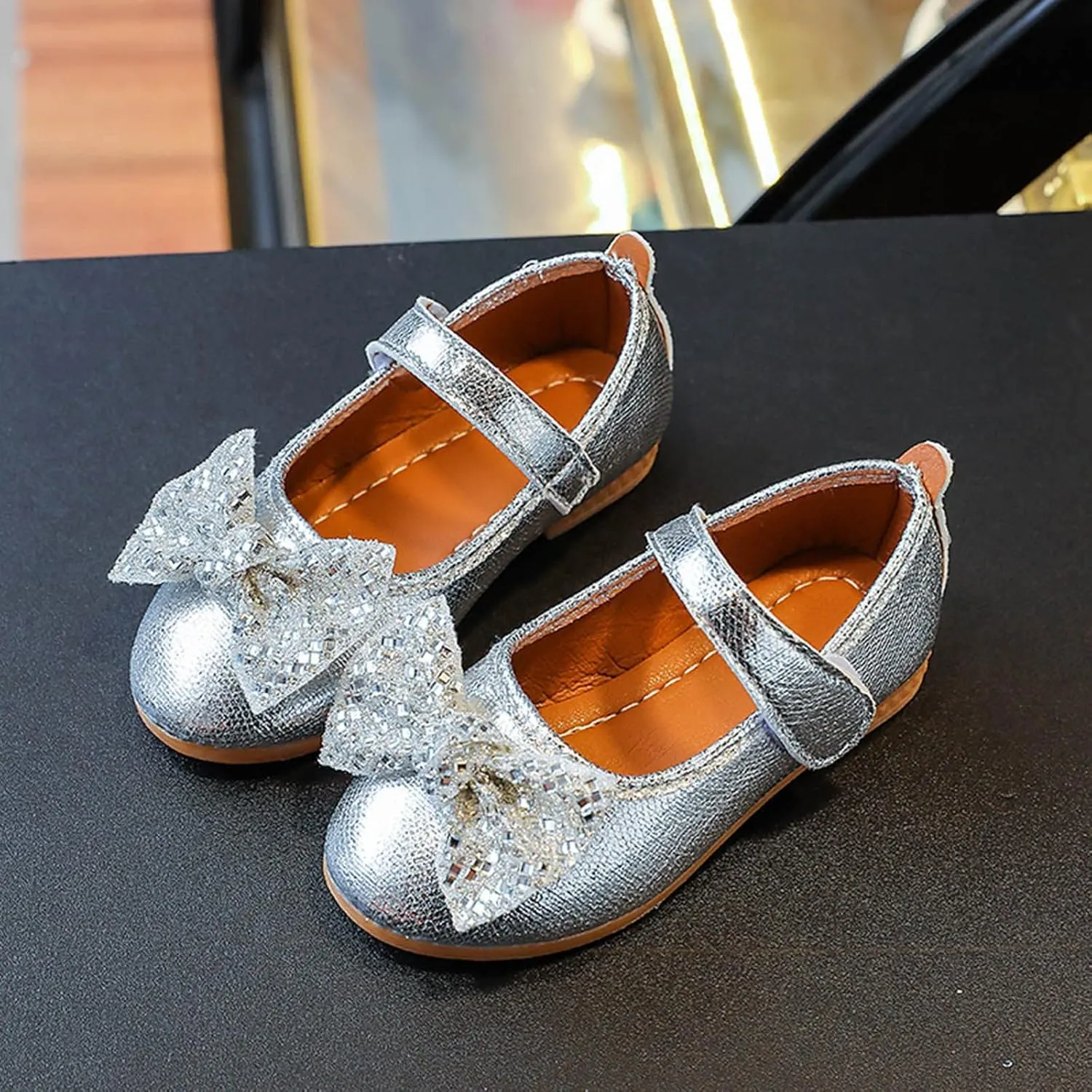 Fashion Autumn Girls Casual Shoes Flat Light Solid Color Sequin Bow Cute Shiny Dress Shoes Girls Size 12 Boots