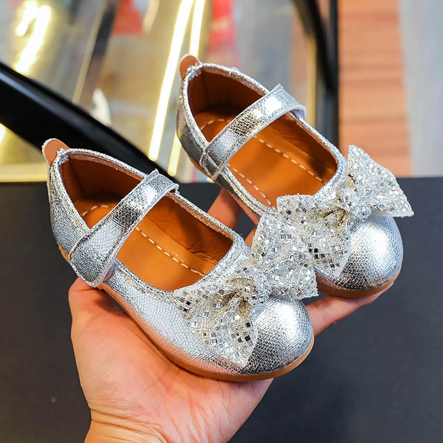 Fashion Autumn Girls Casual Shoes Flat Light Solid Color Sequin Bow Cute Shiny Dress Shoes Girls Size 12 Boots
