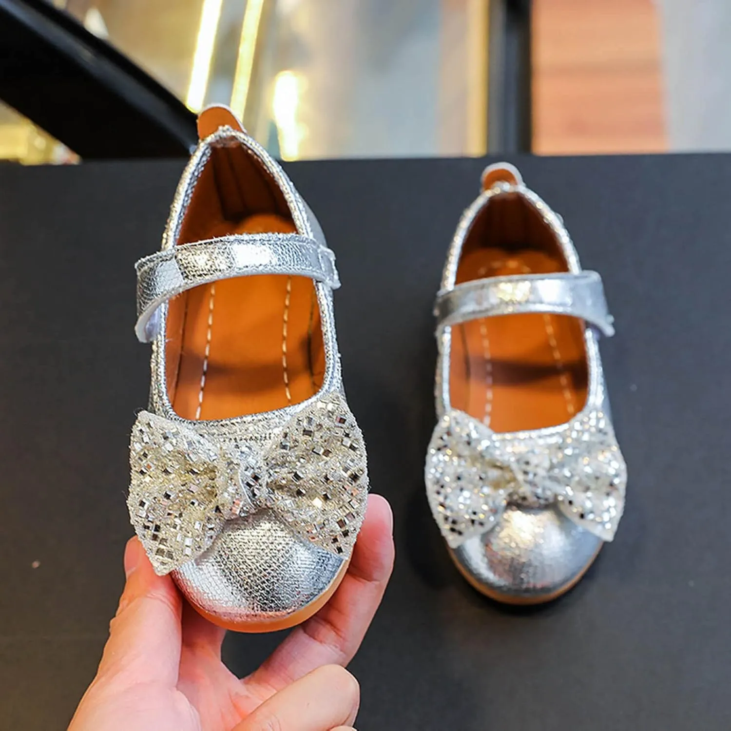 Fashion Autumn Girls Casual Shoes Flat Light Solid Color Sequin Bow Cute Shiny Dress Shoes Girls Size 12 Boots