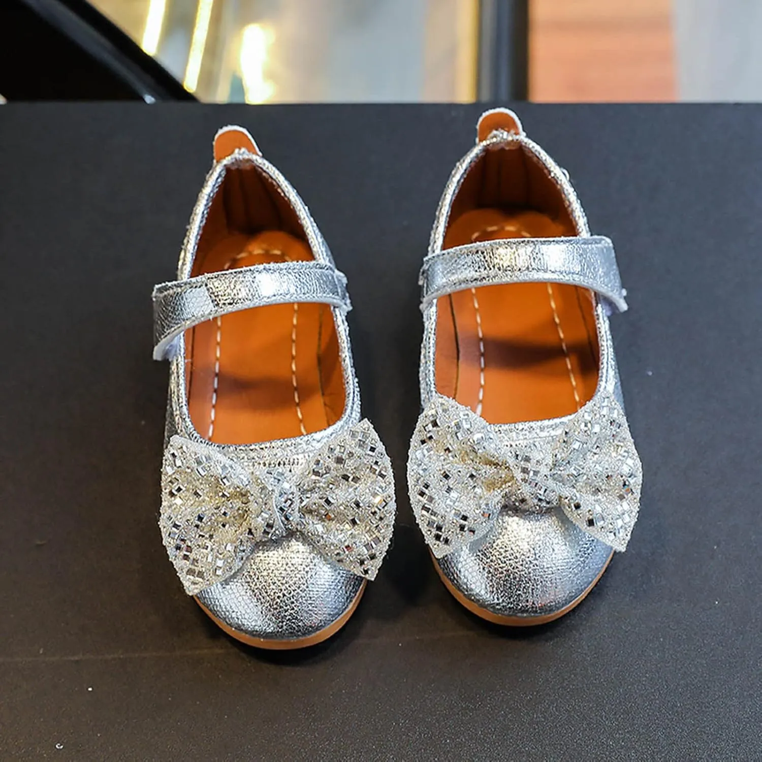 Fashion Autumn Girls Casual Shoes Flat Light Solid Color Sequin Bow Cute Shiny Dress Shoes Girls Size 12 Boots