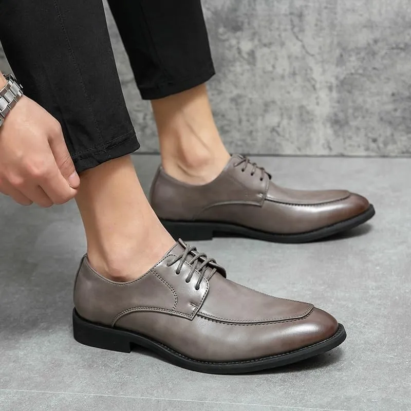 Formal Shoes Dress Oxford for Men Lace-up Fashion Formal Footwear Black Cowhide Leather Loafers Breathable Casual Business Shoes for Men